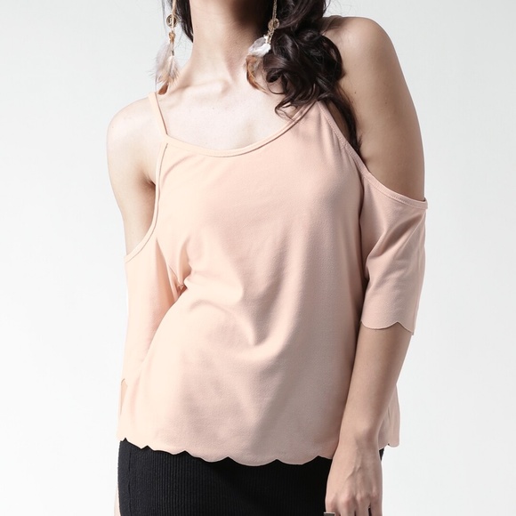 Boohoo Tops - Boohoo Peach-Colored Cold Shoulder Top